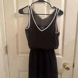 Express Black  V-Neck Dress with White Trim